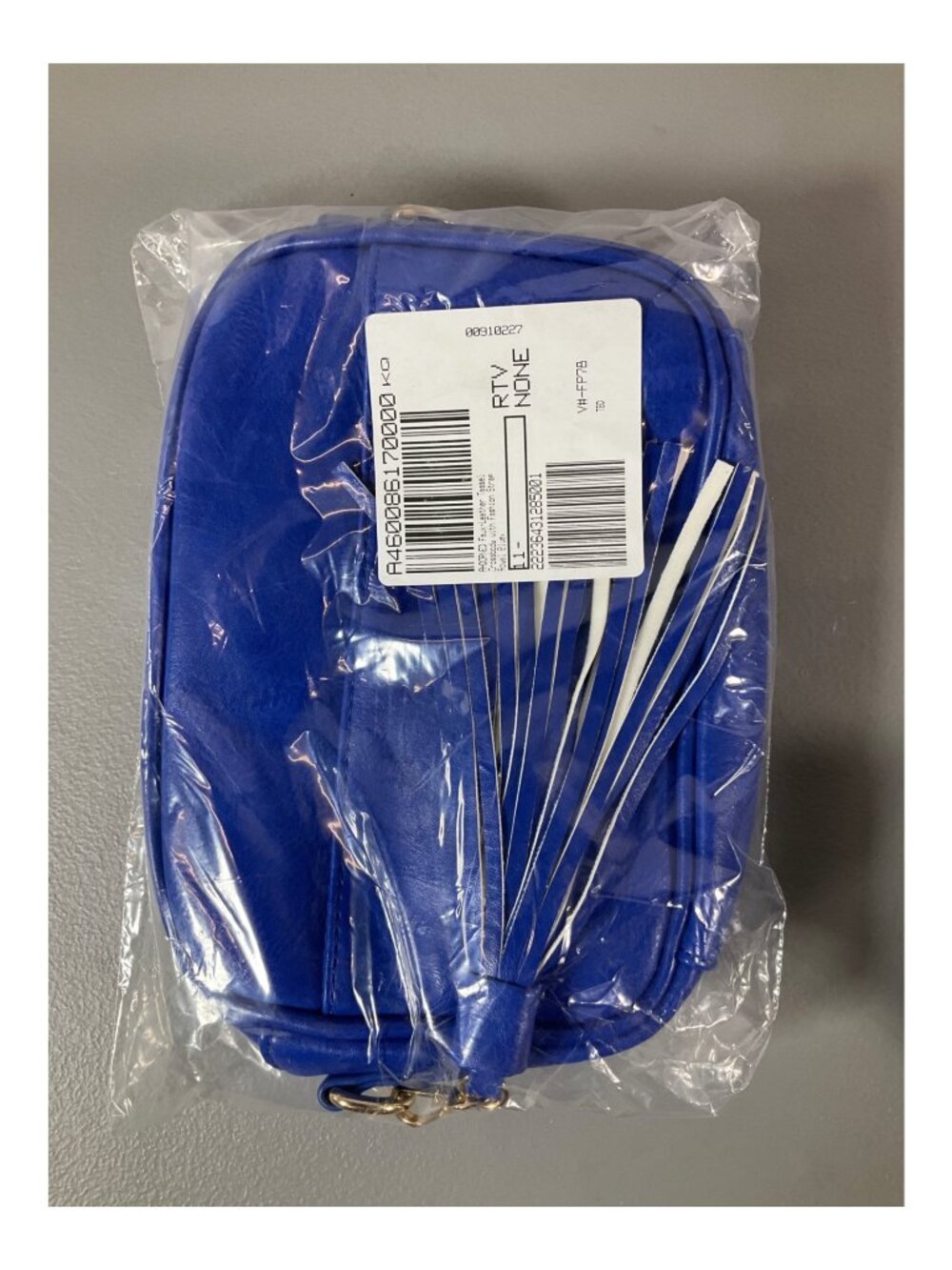Adorned Royal Blue Faux-Leather Crossbody Bag with Tassel and Fashion Strap